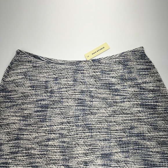 Max Studio Womens Tweed Textured Blue Abstract A-Line Skirt Elastic Waist Size M - Picture 7 of 8